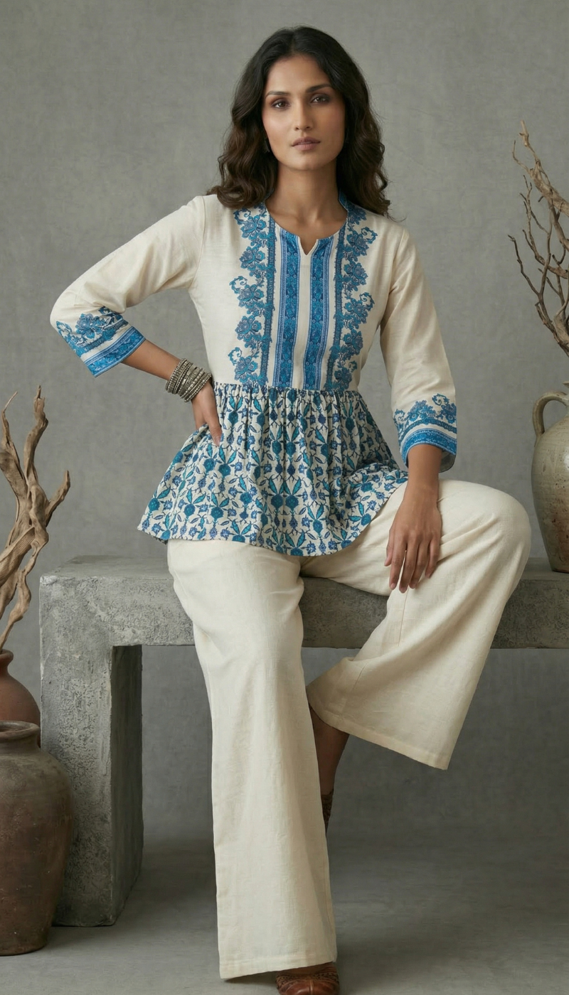 Floral Cotton Peplum Kurti