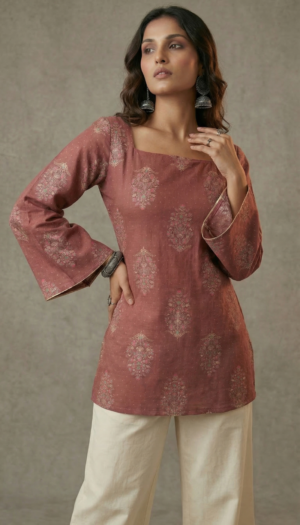 Cotton Straight Cut Top with Corset Back