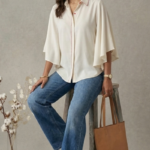 Hawa Ivory White Viscose Rayon Kaftan Top for Women