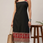 Angaar Black Viscose Rayon Straight Kurta for Women